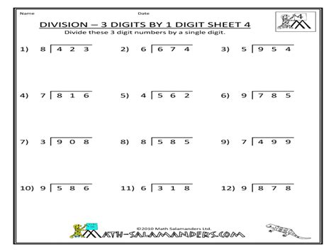 Divide 3 Digit By 1 Digit Worksheets Answers Three Digit Division Worksheet - Three Digit Division Worksheet