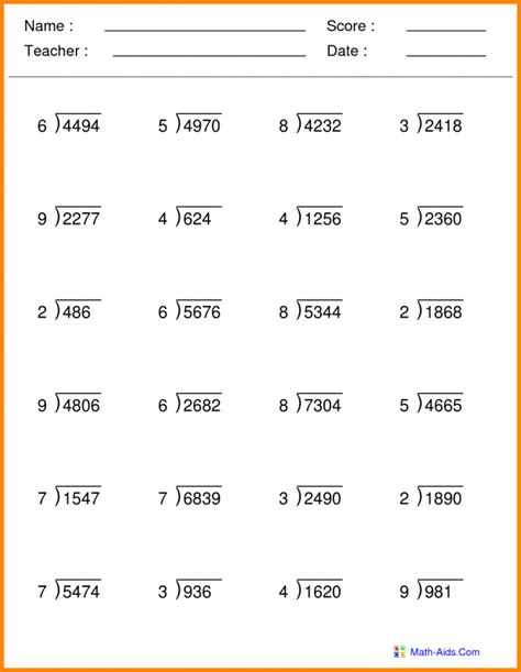 Divide Sums For Class 3