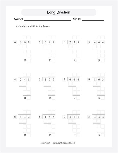 Divide Sums For Class 6 With Answers