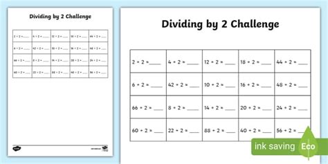 Dividing By 2 Challenge Teacher Made Twinkl Division Challenge - Division Challenge