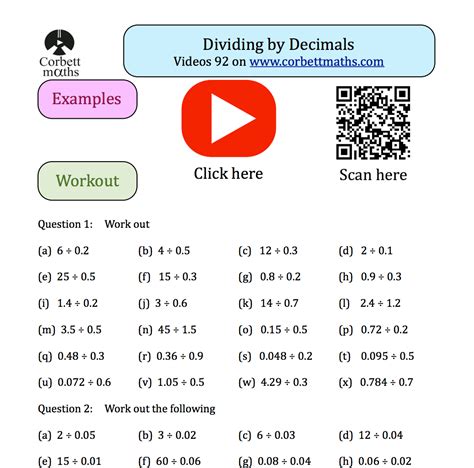Dividing By Decimals Textbook Exercise Corbettmaths Long Division With Decimals Worksheet - Long Division With Decimals Worksheet