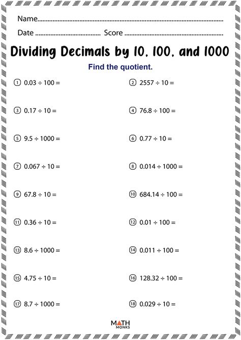 Dividing Decimals And Whole Numbers Worksheets Math Worksheets Dividing Decimals Worksheet Grade 6 - Dividing Decimals Worksheet Grade 6