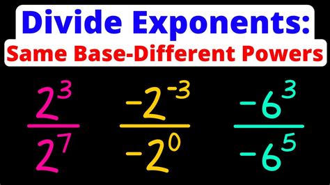 Dividing Exponents With The Same Base Exponent Rules Dividing Powers With The Same Base - Dividing Powers With The Same Base