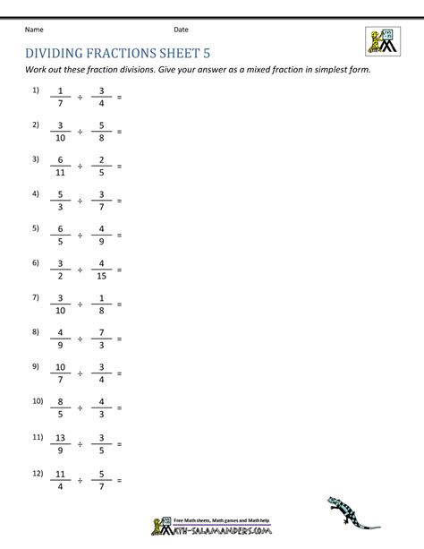 Dividing Fractions Worksheets Download Free Dividing Cuemath Division Of Fractions Activities - Division Of Fractions Activities