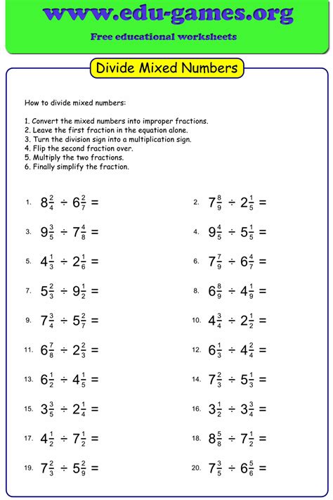 Dividing Mixed Numbers Worksheet Mixed Number Division Worksheet - Mixed Number Division Worksheet