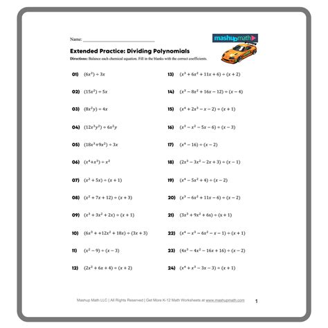 Dividing Polynomials Practice Problems With Answers