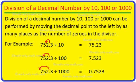 Division Of Decimal Fractions Decimal Point Math Only Division Of Decimal Fractions - Division Of Decimal Fractions