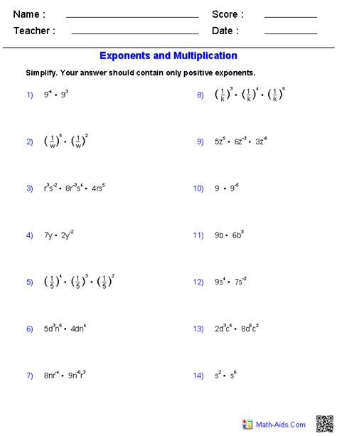 Division Of Exponents Worksheets Simplifying With Exponents Worksheet - Simplifying With Exponents Worksheet