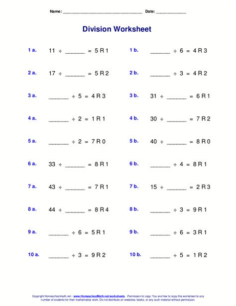 Division Of Numbers And Remainders Worksheets For Primary Maths Division Worksheets - Maths Division Worksheets
