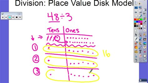 Division Place Value Disk Model Youtube Place Value Disks Division - Place Value Disks Division