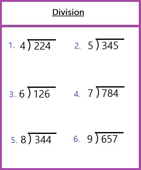 Division Questions For Class 3