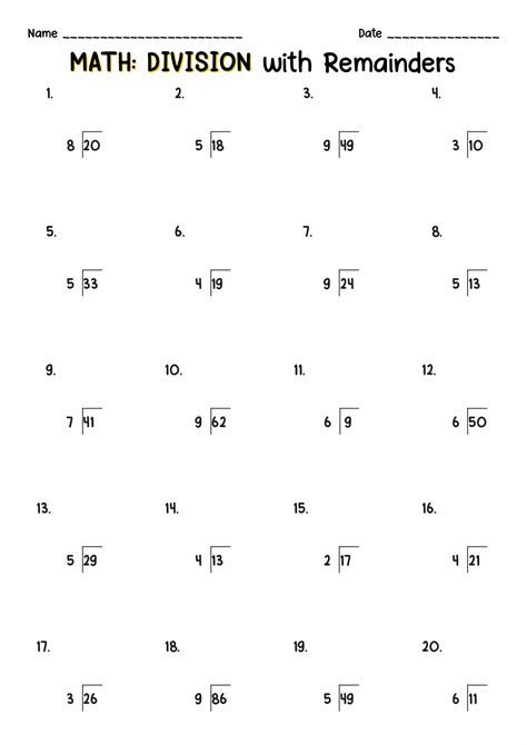 Division With Remainders Worksheets Download Free Pdfs Cuemath Simple Division With Remainders Worksheet - Simple Division With Remainders Worksheet