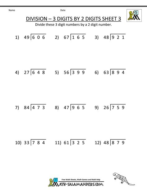 Division Worksheets Free And Printable Double Digit Division - Double Digit Division
