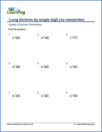Division Worksheets K5 Learning Division Worksheet Grade 5 Printable - Division Worksheet Grade 5 Printable