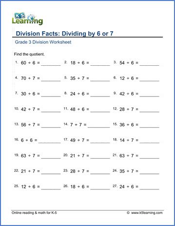 Division Worksheets K5 Learning Three Division - Three Division