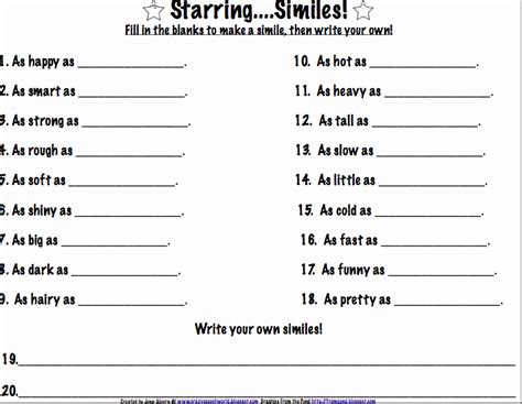 Diy 30 Professionally Free Printable Simile Worksheets Simile Worksheets For 2nd Grade - Simile Worksheets For 2nd Grade