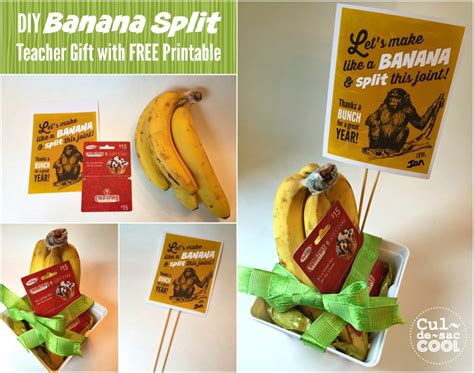 Diy Banana Split Teacher Gift With Free Printable Printable Picture Of A Banana - Printable Picture Of A Banana