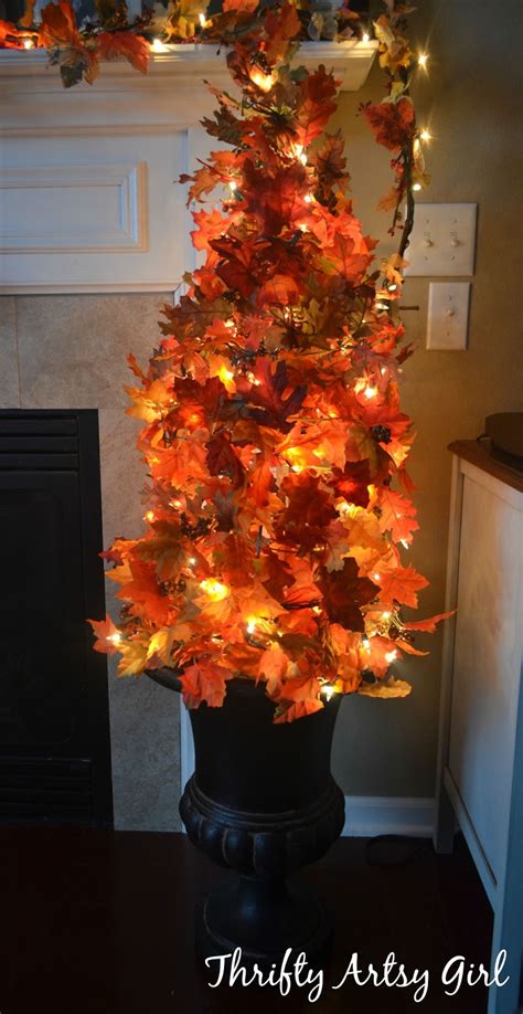 diy fall tree with tomato cage