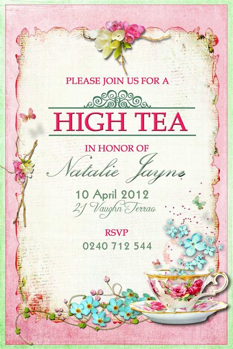 Diy High Tea Invitations