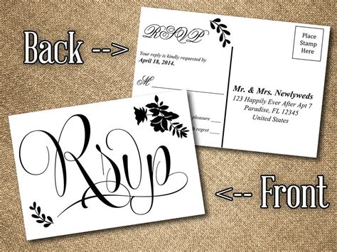 Diy Wedding Rsvp Postcard Stamp