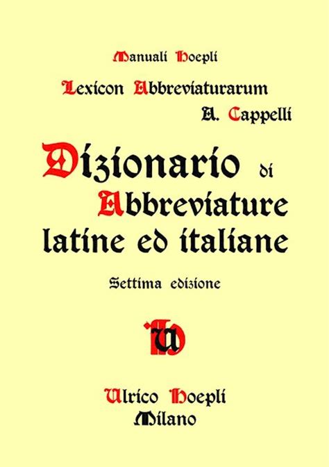 Full Download Dizionario Di Abbreviature Latine Ed Italiane 