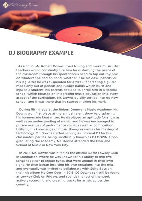 dj biography tips