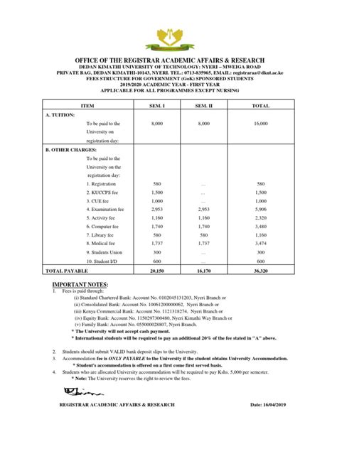 dkut fee structure