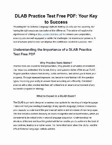 Dlab Practice Test Online