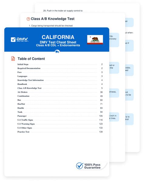 Dmv Cdl Written Test Cheat Sheet