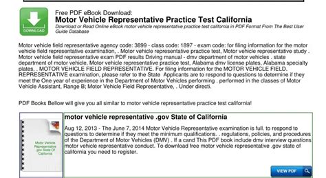 dmv motor field representative practice test