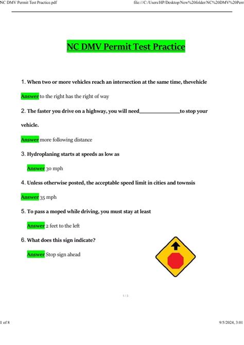 Dmv Permit Practice Test Nc 25 Questions