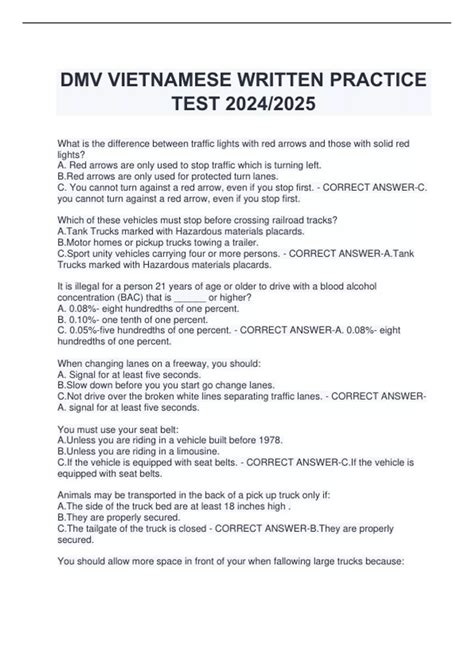 Dmv Vietnamese Practice Test