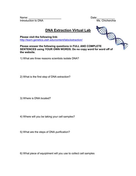Dna Extraction Virtual Lab Answer Key