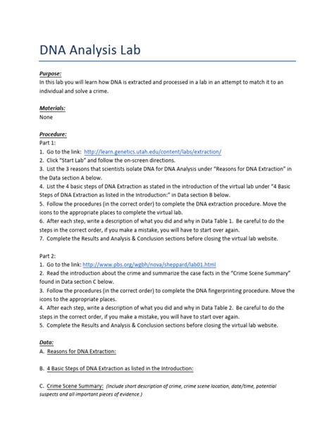Dna Profiling Virtual Labs Answer Key