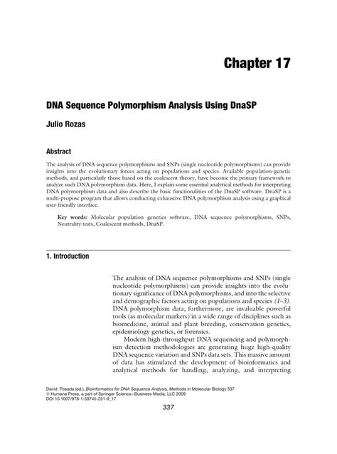 dna sequence polymorphism analysis using dnasp