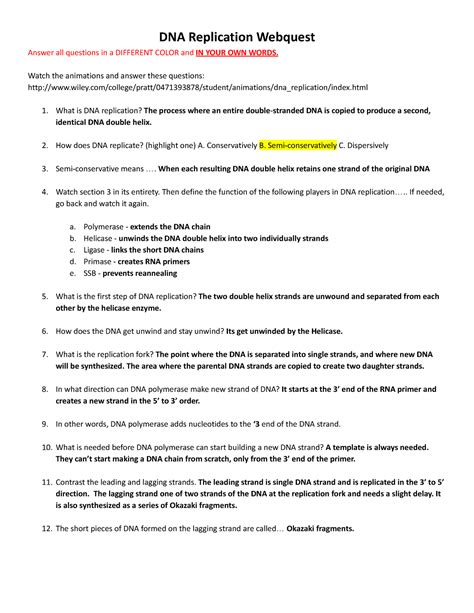 Read Online Dna Replication Webquest Answers 