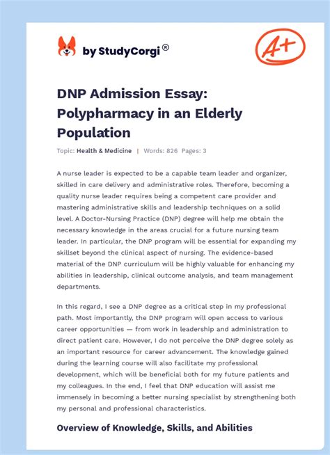 Dnp Admission Essay Example