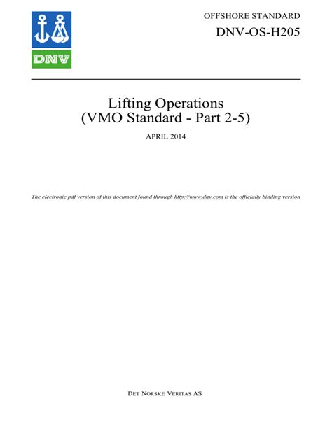 Read Dnv Os H205 Lifting Operations Vmo Standard Part 2 5 