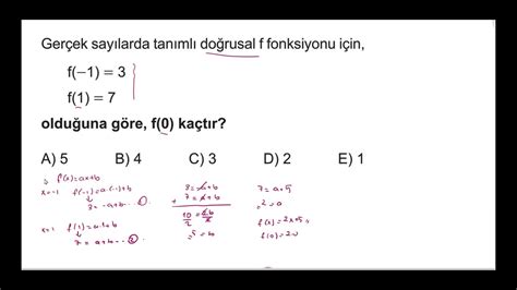 doğrusal fonksiyon çözümlü sorular