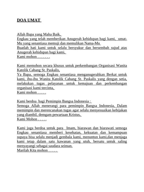 Doa Doa Umat Katolik Doa Penutup