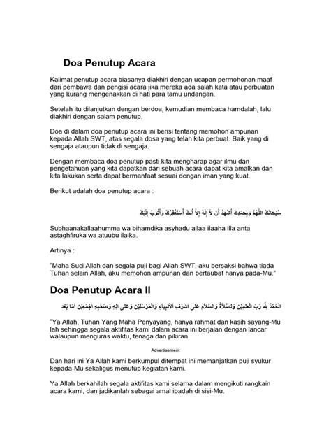 doa penutupan acara