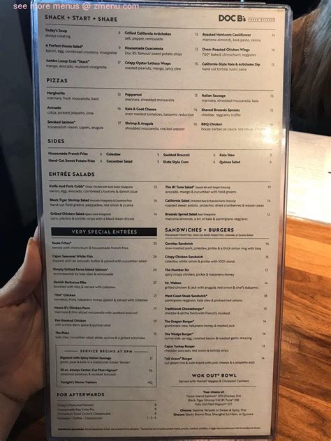 Doc B's Restaurant Menu