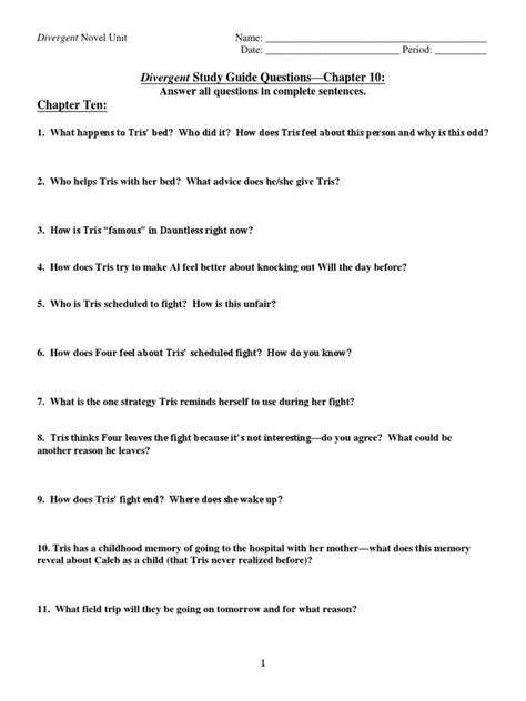 doc divergent study guide questions answer
