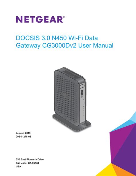 Download Docsis3 0 N450 Wi Fi Data Gateway Cg3000Dv2 Quick Installation Guide 