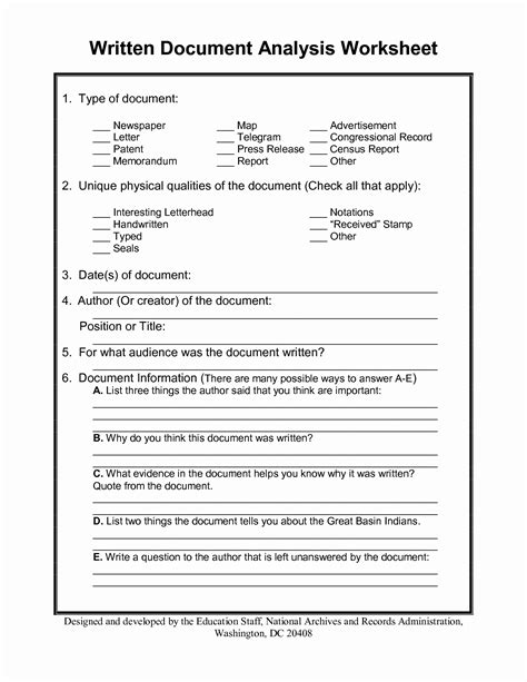 Document Analysis Worksheets Collection Resources Oer Commons Science Investigations Worksheets - Science Investigations Worksheets