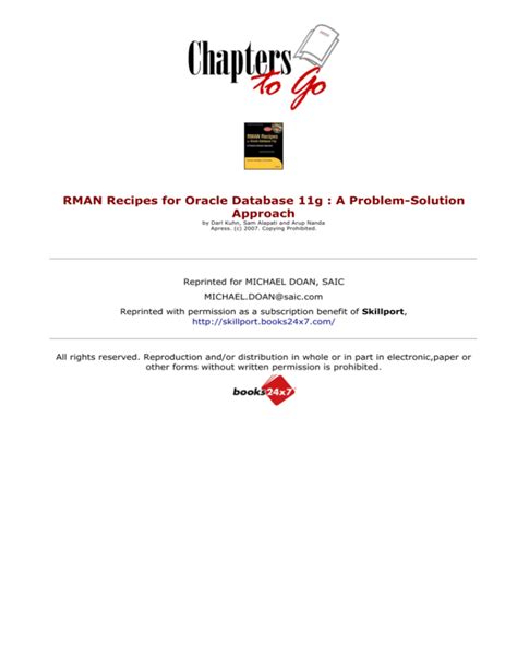 Download Document About Rman Recipes For Oracle Database 11G A 