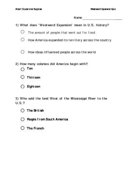 Read Document Based Questions Westward Expansion 