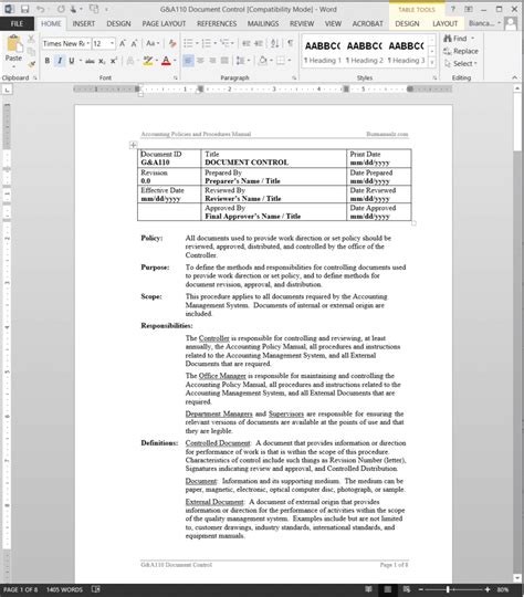 Full Download Document Control Procedure Template 