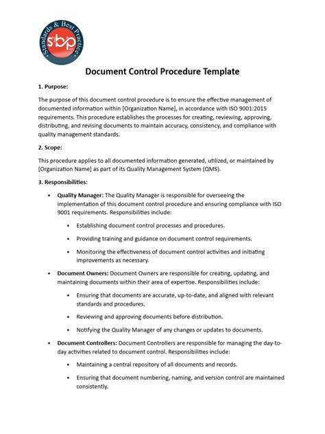 Download Document Control Procedures Template 