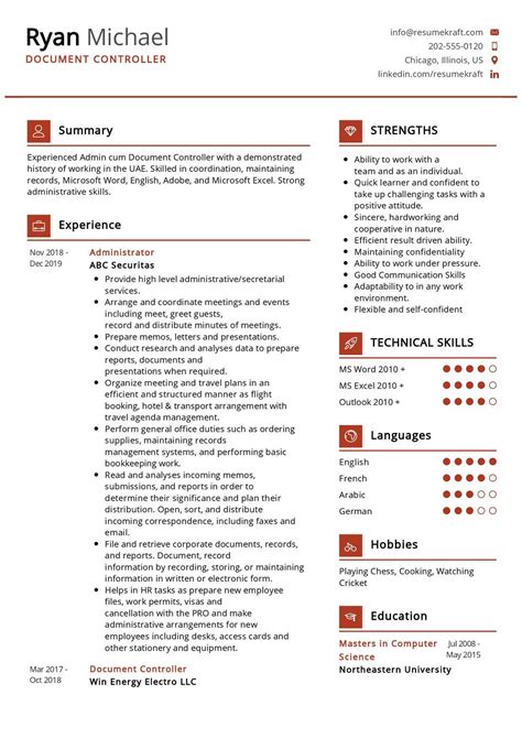 Download Document Control Resume Example 